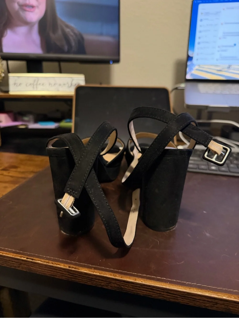 Black Open-Toe Slingback Heels